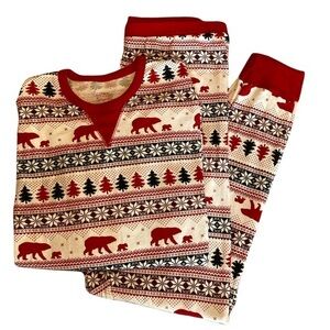 EUC WONDERSHOP 2 pc Cabin Bear Unisex Pajama Set - Size Mens Small - Women Med